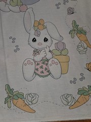 PRECIOUS MOMENTS Bunnies Nursery Baby Crib Quilt 2 Panel Fabric 45×89″ SPECTRIX
