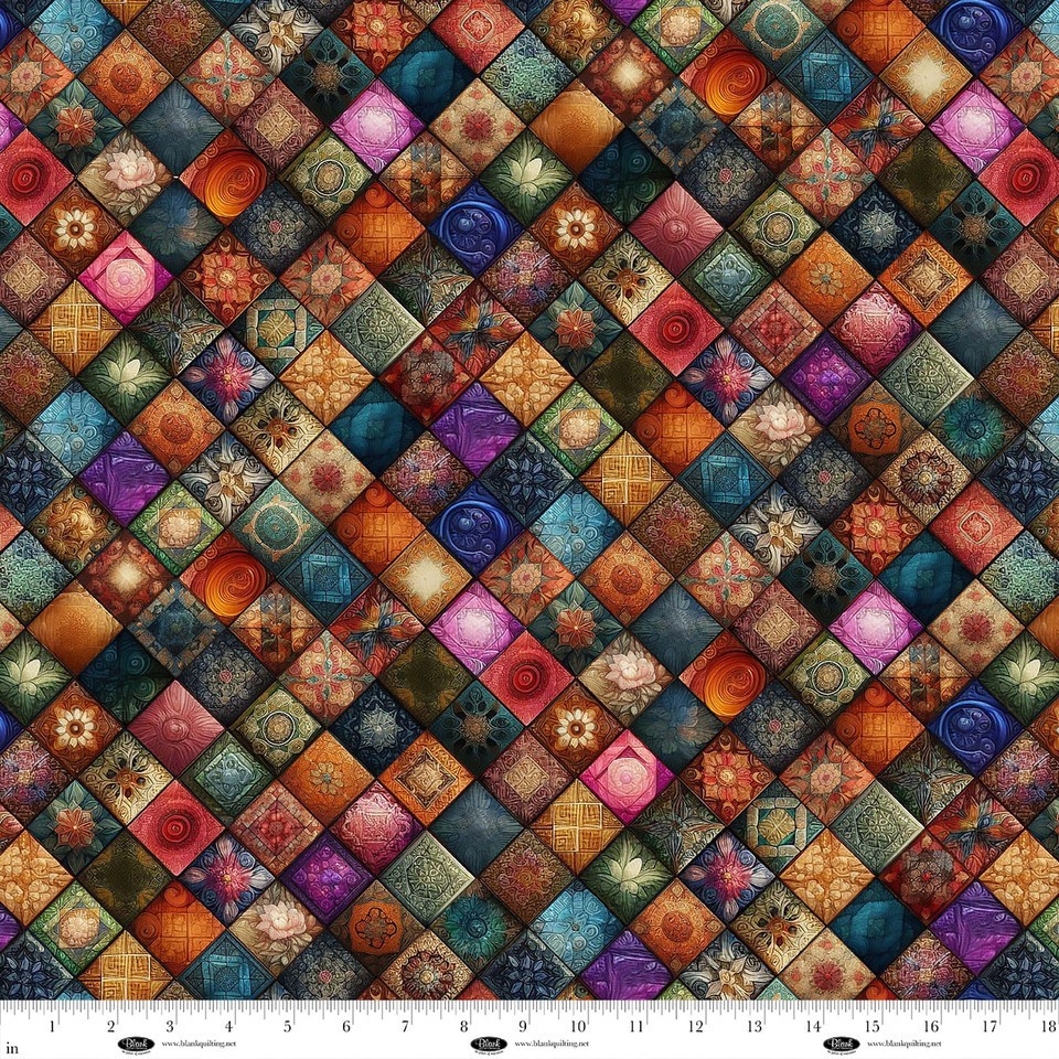Forget Me Not Quilt Diamonds Cotton Fabric