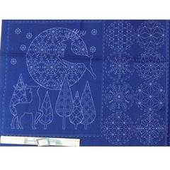 Patchwork Sewing Fabric Sashiko Christmas Navy Panel 60x137cm