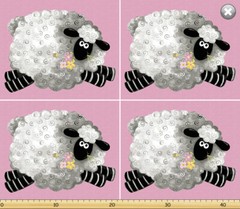 Susybee LAL Sheep Fat Quarter Panel Pink Quilt Fabric ~ 35″ x 44″ ~ #SB20341-520
