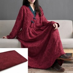 Jacquard Floral Fabric 40% Cotton and 60% Linen Cloth Ethnic Retro 135*50cm