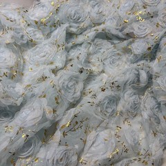 3D Embroidered Plate Rose Mesh Gauze Lace Fabric DIY Sewing Wedding Suit Cloth,
