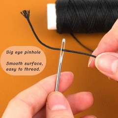 Ftyiwu Waxed Thread, Upholstery Needle and Thread 32 32Yard, Original Black