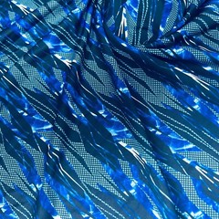 Spandex Stretch Fabric Bright Blue Abstract Print 60″ Wide by Yard for Swimwear
