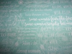 “WOMEN ARE” FABRIC #1159 BY BERNINA FOR BENARTEX, 21″ X 40″.