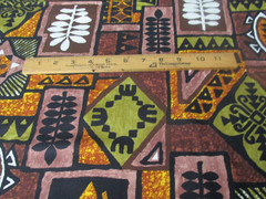 Rare 3 yards x 44″ Hawaiian Textiles Fabric Brown Green Yellow Geomectric Design