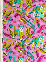 Tula Pink Tabby Road Deja Vu Club Kitty Electroberry Cotton 18″ X 43″ Rare New