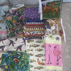 Quilting Fabric Lot of 17 Prints Novelty Animals Cotton variety