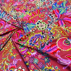 Tropical Flowers Guava background Print Nylon Spandex Fabric 4 Way Stretch