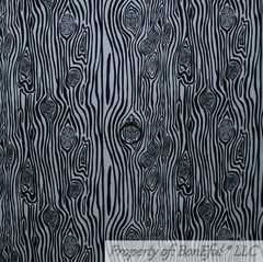 BonEful FABRIC FQ Cotton Quilt VTG Black White B&W Wood Grain Stripe Forest Tree
