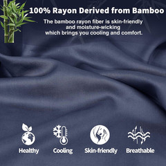 Granite Blue 100% Rayon Derived from Bamboo Fabric, 3Yd X 60In | Thermo-Regulati
