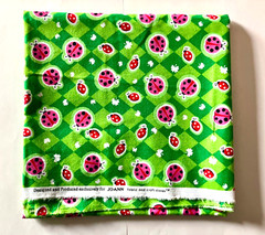 LADYBUGS Fabric Piece 44 x 43 Square Material GLITTERY Joann’s New Remnant