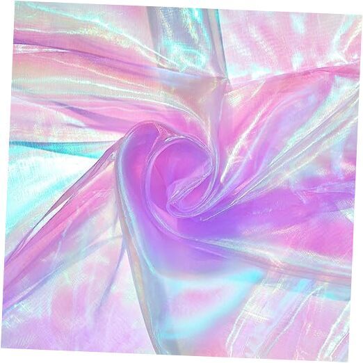 Ganeen 11 Yards Iridescent Fabric Organza Fabric Sheer 59 Inches Light Purple