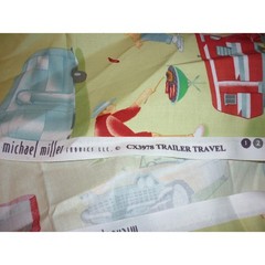 Michael Miller Trailer Travel Retro 1950s Camping Cotton Fabric CX3978 Sage