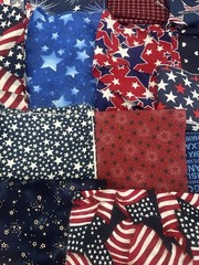 2lb 2oz Mixed Lot Red White Blue Fabric Remnants Scraps Sewing Crafts Quilting