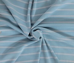 Blue Stripe 1×1 Rib Knit Fabric by the Yard Nylon Spandex 2/15
