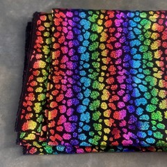 Rainbow Holographic Leopard Fabric 44×72 Glitter Foil Rave Dance Cosplay Shiny