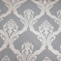Slate Gray White Lace Look Damask Jacquard Drapery Upholstery 56″ By The Yard