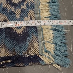 Upholstery Fabric Chevron Flame Stitch Tapestry Blue Ivory Navy 2.944 yards VTG