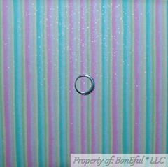 BonEful Fabric FQ Cotton Quilt Color Rainbow Stripe Pink Green White Glitter Dot