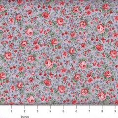 Country Floral Fabric # 06 Blue 100% Cotton By The Yard/Continuous Yards
