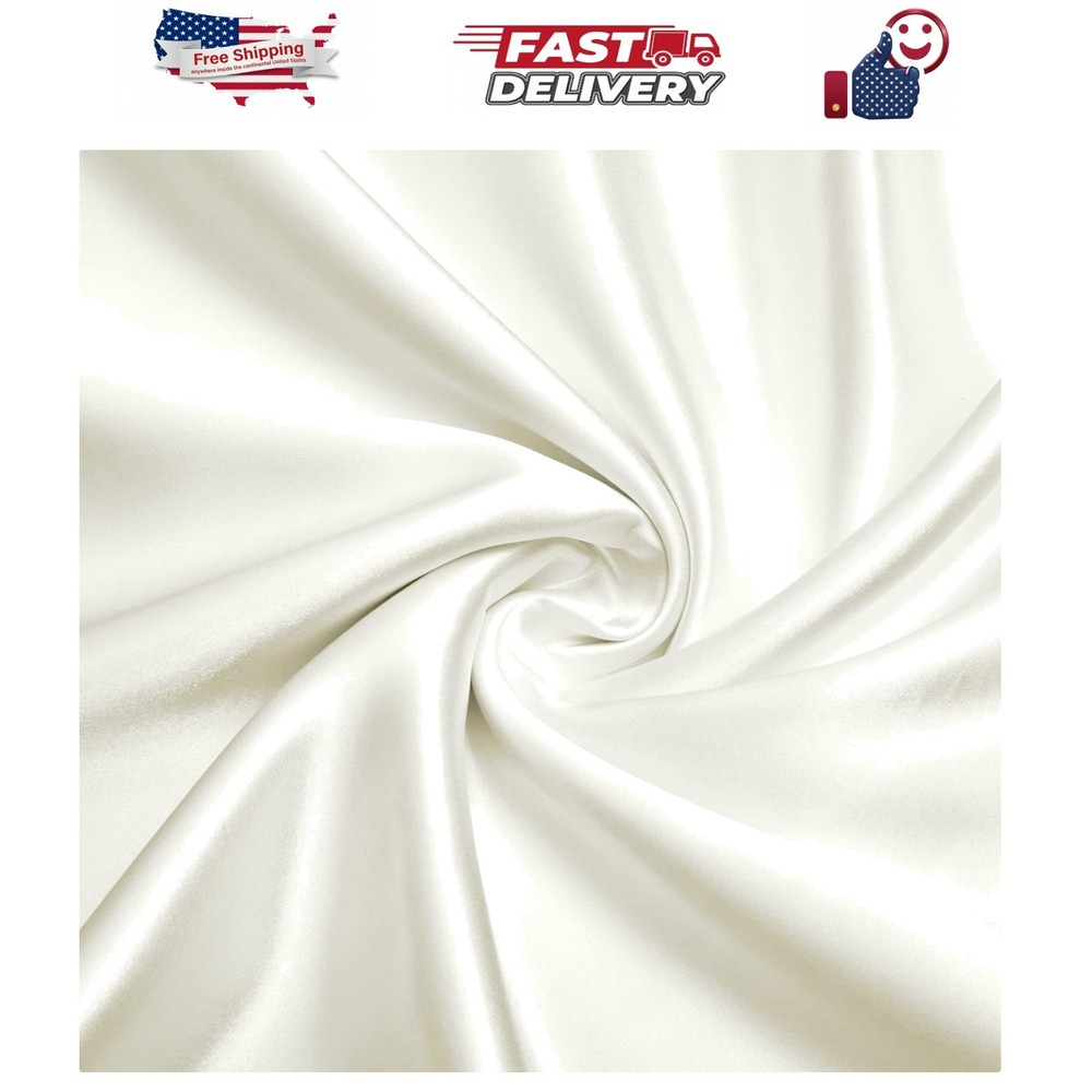 Charmeuse Satin Fabric by The Yard, 60 Inch Wide Ivory White Satin Fabric Shi…