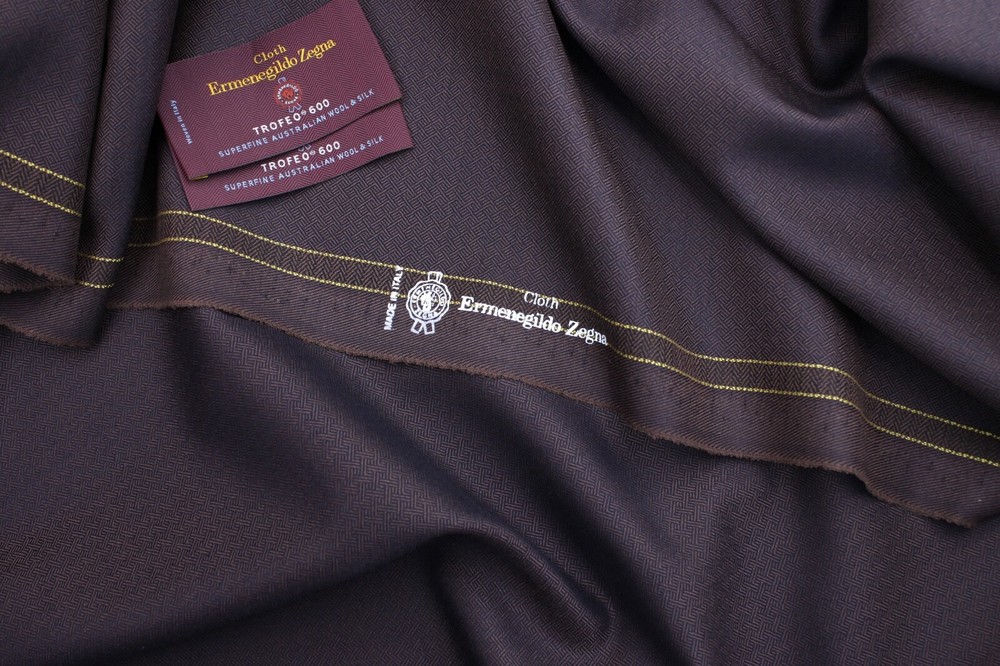 Ermenegildo Zegna Trofeo 600 wool & silk suiting fabric, luxury jacquard fabric.