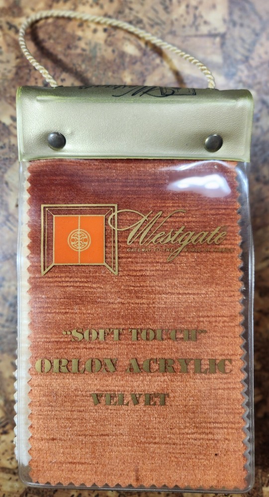 vintage WESTGATE “Soft Touch” ORLON ACRYLIC VELVET Fabric Sample Book VGC+