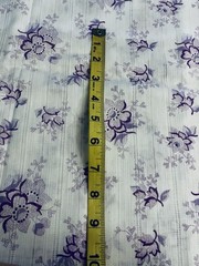 VTG Beautiful Feminine Purple Lavender Florals on White DIMITY Stripe BTFQ