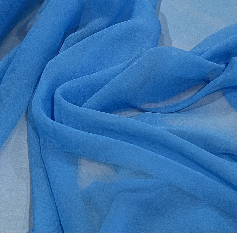 Turquoise Blue 100% Silk Chiffon Fabric 45” Width Sold By The Yard