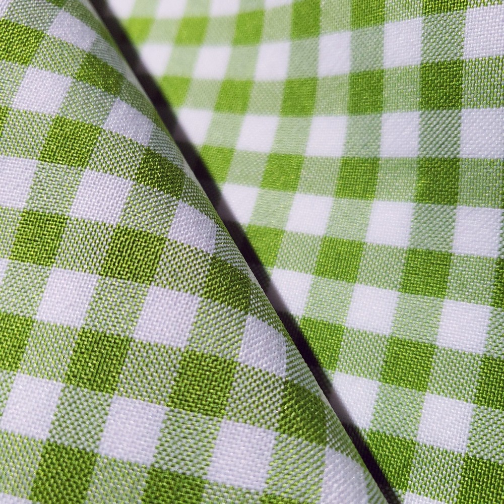 Lime Green Gingham Polyester Poplin Fabric 1/4″ Check 58″ By The Yard Farmhouse