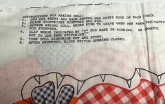 New Vintage Gingham Girl Fabric Panel Pillow/ Doll to Cut, Sew And Stuff