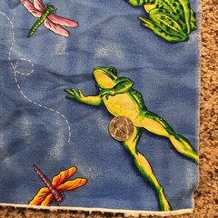Vintage VIP Cranston Print Works Frog Dragonfly Cotton Fabric Blue Quilt 1 Yard