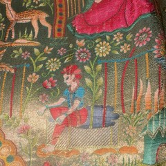Multicolor Pictorial Animals Scene Fabric Textile Panel Up to 45” Wide