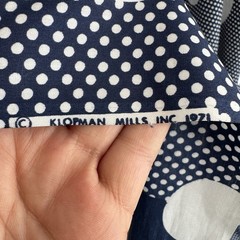 Mod Polka Dot Fabric Navy Blue White Vintage Klopman Mills Cotton Blend 7.5 yds