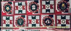 Wamsutta Patchwork Christmas Cheater Stars Tree Wreath 10 Blocks 8.5 SQ Panel