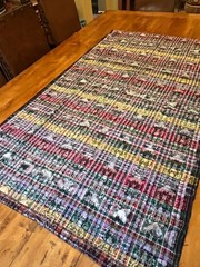 Vintage Guatemalan Handwoven Cotton Fabric – Reversible Loop – 57″x36″x2 Panels