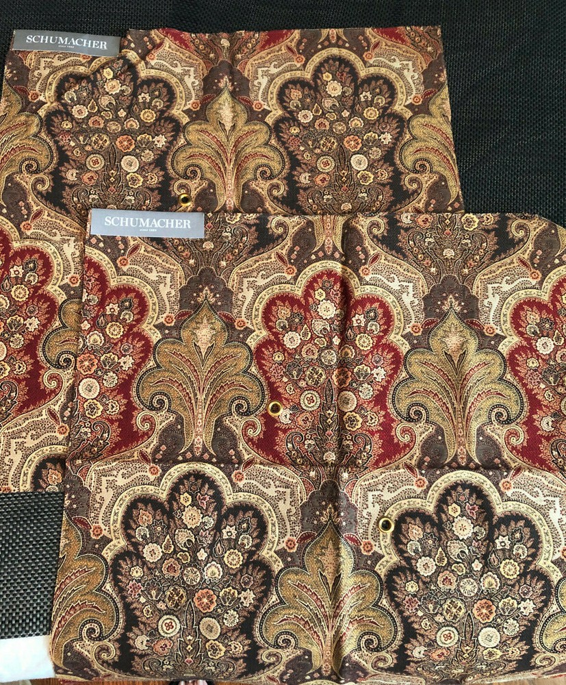 SCHUMACHER 2 pcs New Castle Paisley Cranberry 26 x 26 1/4″ Fabric Samples
