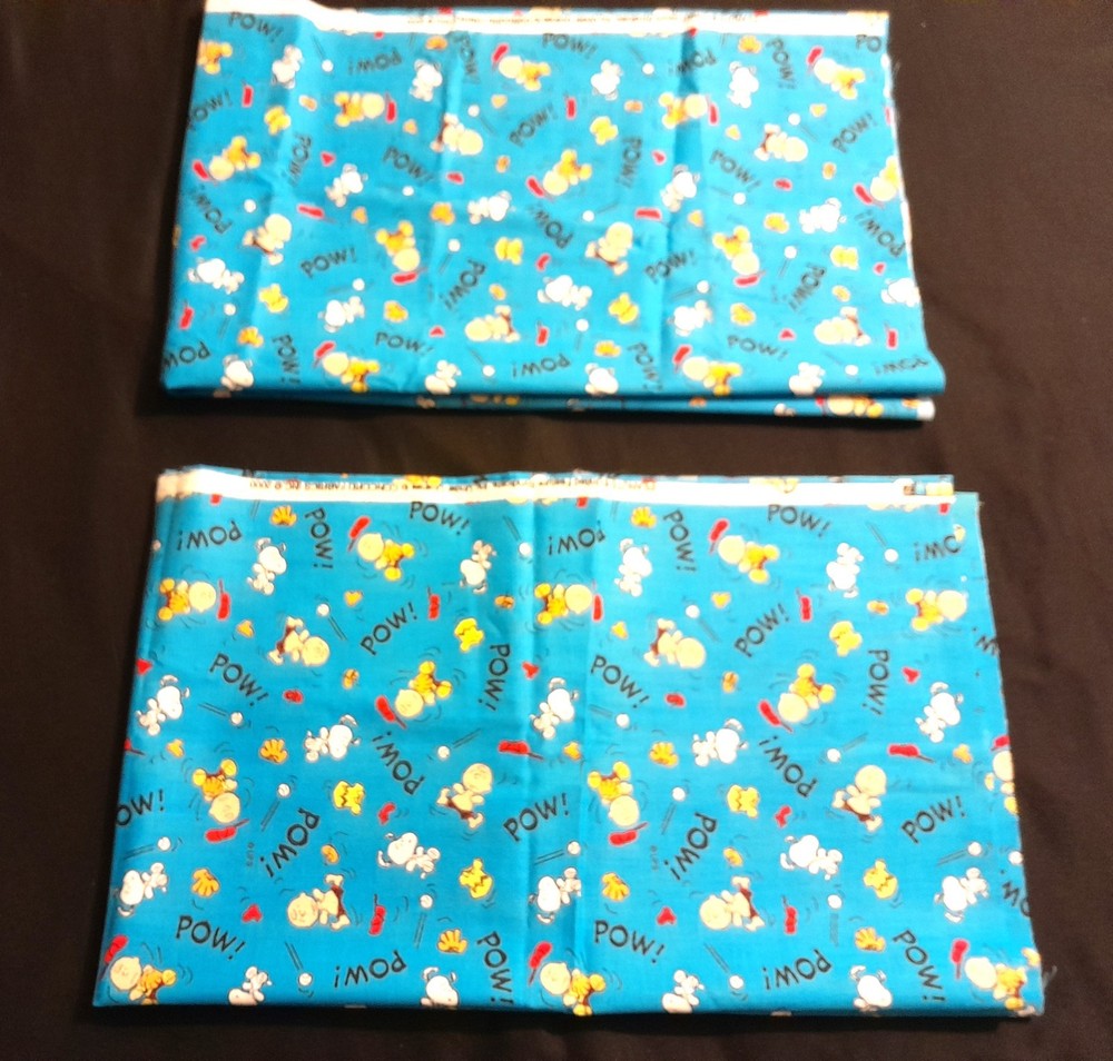 Vintage Peanuts Charlie Brown & Snoopy Baseball POW Fabric NOS 2000