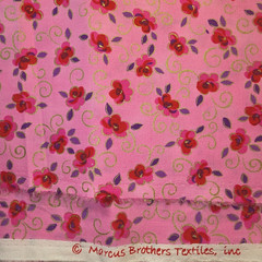 Marcus Brothers Metallic Florals on Pink Cotton Fabric by the HALF YARD