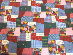 VTG Fabric Quilt Cotton Cheater Patchwork “I Love to Quilt” Crazy Quilt 4 yd