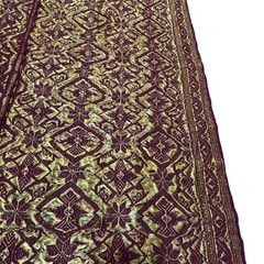 Indonesian Songket Sarong 39×68 Gold Thread Metallic Brocade Maroon