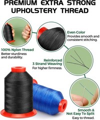 1000 Meters FIVEIZERO Extra Strong Upholstery Thread,Black Bonded Nylon Black