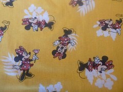 Minnie Mouse on Yellow Cotton fabric 14 INCHES WIDE and 36 inches long