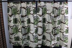 VTG Bark Cloth DRIFTWOOD Material Fabric 2 Drapes Drapery Panels MCM Mid Century