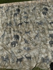 NEW SAFARI animals Sheer Fabric Voile Elephants Giraffe Gray Green 7 YDS Leopard