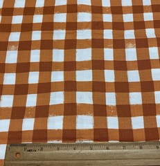 Follie Distressed Buffalo Plaid Fabric Lotta Jansdotter Windham Orange White BTY