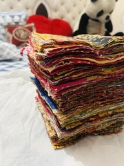 kantha scraps 6×6″ 150pc and embroided scraps 6×7″ 30pcs