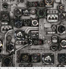 3 Wishes – First In Flight – Control Panel – Gray, Fabric BTY