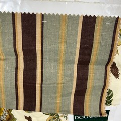 Designer Fabric Sample Dogwood Floral SP-695 Porcelain Linen Cream Brown Green